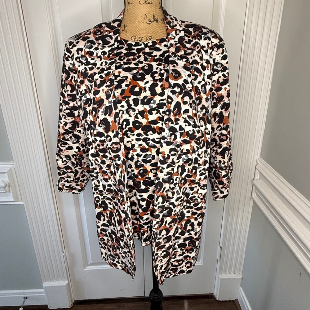 Jules & Leopold 2Pc Women's Blazer‎ Jacket and Shirt Animal Print Long Sleeve